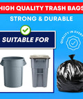 Heavy Duty Contractor Trash Bags 55 Gallon 3 Mil Extra Large 50 Bags With Ties Mega Value 50-60 Gallon Black Garbage Bags For Job Sites