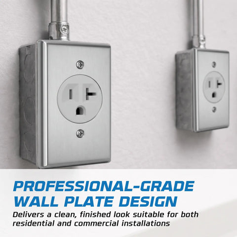 Heavy Duty 4x2 Electrical Blank Cover Plates With One Half Inch Knockouts 4 Pack Galvanized Steel for junction boxes installed view