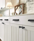 Matte Black Cup Pulls 7 Inch Center To Center Cabinet Drawer Pulls 10 Pack Zinc Construction Durable Cabinet Hardware on cabinets
