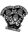 I Can Fix Stupid But It's Gonna Hurt Mechanic Gorilla Wrench Sticker Set For Water Bottles Skateboards Notebooks Laptops
