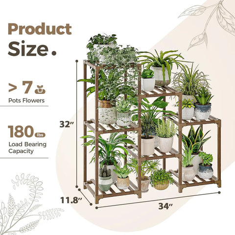 Sturdy Pine Wood Plant Stand And Versatile Ladder Shelf Ideal For Indoors Or Outdoors Multi Tier Pot Rack Helping Plant Parents Display Their Leafy Collection With Zero Hassle And Cool Vibe