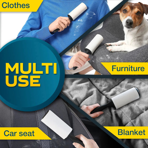 Pet Hair Lint Roller Set For Couch Clothes Furniture And Carpet With Sticky Peel Sheets Easy To Use And Removable