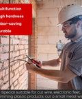 Electrician using powerful lineman's pliers with wire stripper and crimper, heavy duty high leverage eight and a half inch pliers.