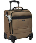 Underseat 17 Inch Spinner Carry On Luggage With USB Charging Port For Air Travel Mocha Color 4 Wheel Spinner Fits Under Most Airline Seats