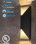 Up And Down Dimmable LED Wall Light For Outdoor Use 100-277V IP65 Waterproof 14 Inch Slick Modern Porch Fixture 3000K