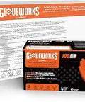 Box of Orange Nitrile Work Gloves 8 Mil Heavy Duty Disposable with Raised Diamond Grip for Mechanics, Small Size, Bulk Case of 1000