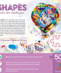 500 Piece Shaped Jigsaw Puzzle Hot Air Balloons For Adults Family And Youth Large 19.09 By 24.26 Inches box cover