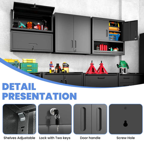 Premium Heavy Duty Wall Mounted Metal Storage Cabinet Lockable Garage Tool Organizer Hanging Workshop Box Fits Like A Glove And Kicks Your Daily Clutter To The Curb