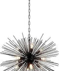 12 Light Sputnik Satellite Pendant Chandelier In Black Finish, 28 Inch modern ceiling light with adjustable chain"