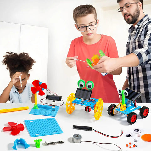 4-In-1 Solar Robot Kit For Kids Ages 8-12, STEM Toys For Boys And Girls, Solar Powered Fan Car And Robot, Pulley Powered Tank, Hands-On Electricity, Mechanics And Engineering Projects For Real World Learning
