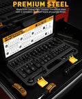 Impact Hex Socket Set 36-Piece With Adapters in open reinforced case, showcasing heavy-duty CR-V steel sockets for SAE and metric use.
