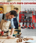 Wall Mounted Power Tool Organizer With Charging Station Heavy Duty 3 Layer Tool Storage Rack installed in workshop.