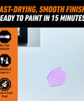 Color Changing Wall Repair Compound 16 Ounce Tub Goes Purple When Applied And Dries White, shown drying on a wall