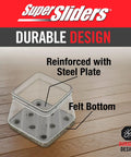 1 Inch Square Chair Leg Tips With Beige Felt Bottom No Slip Heavy Duty Silicone Caps Steel Reinforced Floor Protectors