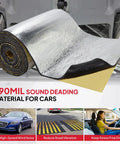 Heavy Duty 590 Mil Sound Deadening Foam Roll 125 X 40 Inches shown rolled out, silver closed cell noise barrier for cars.