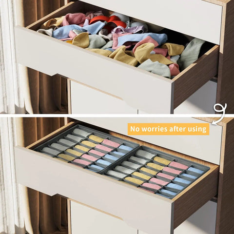 Two Pack Grey Sock Drawer Organizer Features Twenty Four Spacious Cells To Keep Your Drawers Crisp By Knocking Down Daily Clutter And Neatly Parking Underwear Ties Belts