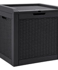 32 Gallon Outdoor Storage Box With Lockable Lid And Side Handles, Waterproof Resin Rattan Deck Box For Patio, Black