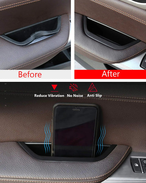 Before and after of Door Armrest Cover For BMW X3 X4 Driver Side Armrest Storage Compartment Shield Black Fits X3 F25 2010 2016 X4 F26 2014 2017