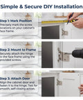 Installation steps for Top Shelf 3 8 Inch Inset Cabinet Hinges Satin Nickel Self Closing Semi Concealed Face Mount Kitchen Hardware.