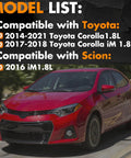 Red Toyota car compatible with CVT Transmission Filter Oil Pan Gasket Kit For Toyota Corolla And Corolla iM 2014 To 2022 Compatible Models