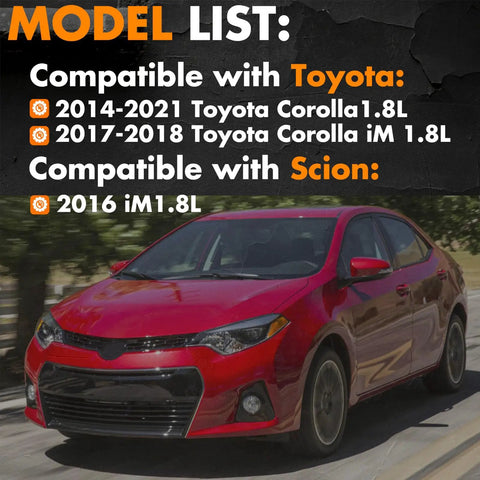 Red Toyota car compatible with CVT Transmission Filter Oil Pan Gasket Kit For Toyota Corolla And Corolla iM 2014 To 2022 Compatible Models