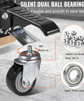 Silent dual ball bearings on Heavy Duty Retractable Workbench Caster Wheel Set for smooth 360° rotation over concrete.