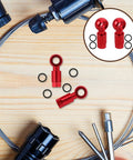 Top Aluminum Alloy Hydraulic Hose Fittings And A Pair Quick Connect Couplers For Bike Disc Brakes Gives Tight Seam Fit With A Dope Red Finish For Super Reliable Braking Grip And Sick Style That Keeps Everything Fresh For Riding Like A Boss Anytime. red alloy bike hydraulic brake hose connectors with seals and tools