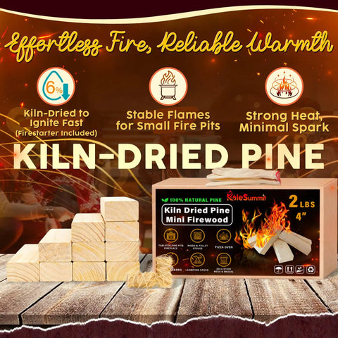 Mini Firewood 4 Inch Logs Kiln Dried Pine For No Fuss Portable Fire Pits And Solo Stove Accessories, 2 Lb Box Display