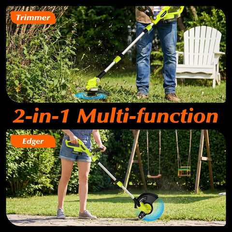 Using 20V Cordless Weed Wacker Edger With Dual 2.0Ah Batteries And Charger, 12 Inch Lightweight String Trimmer For Small Yards