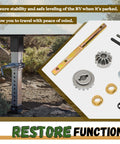 146059 Power Landing Gear Repair Kit for Fifth Wheel RV Lead Leg showing drive shaft and gears, safe leveling