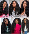 Burmese Curly Water Wave Human Hair Bundles on models with natural black color, varied styles, 16 18 20 inch for quick weave.