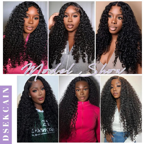 Burmese Curly Water Wave Human Hair Bundles on models with natural black color, varied styles, 16 18 20 inch for quick weave.