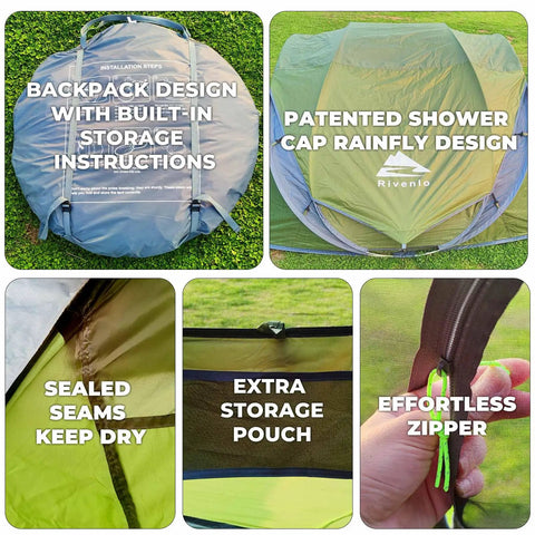 4 Person Easy Pop Up Tent With Automatic Setup No Fuss Waterproof Family Camping Tent With Skylight And Removable Rainfly