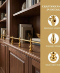 Mini Shelf Guard Rail Brackets Set for Glass Shelves and Mobile Carts Heavy Duty Metal Post Fittings in Gold Finish 12 Pack on bookcase
