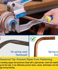 Sugoee 3 In 1 Tube Bender For Copper Brass Aluminum Pipes demonstrating proper bending technique with spring to prevent flattening.
