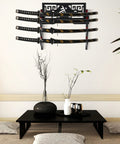Katana Holder Wall Mount Sword Stand For Samurai And Wakizashi Display 4 Tier Black Rack Hanger With Felt Protection Strips