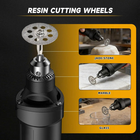 Ultimate 55 Piece All In One Rotary Tool Cutting Wheel Kit With Resin Discs Diamond Wheels HSS Blades And Extras