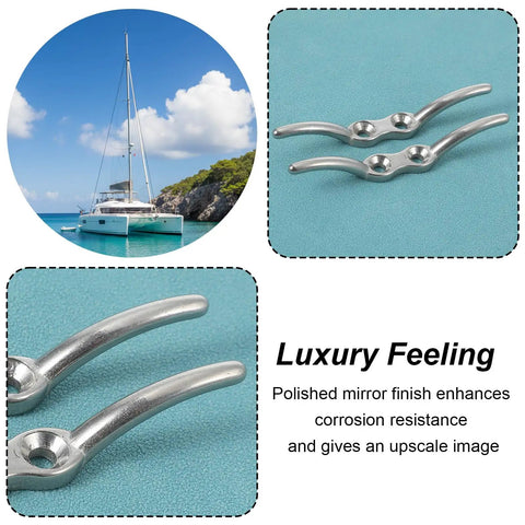 Four Pack Stainless Steel Boat Cleats 2.72 Inch Beefed Up Heavy Duty Rope Cleats For Marine Docks And Boats Rust Resistant