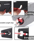 2 In 1 Wire Stripping Tool With Cutter For Electronics And Automotive Wiring, demonstrating cutting and stripping functions