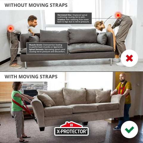 Moving Straps For Furniture, 2 Pairs, Heavy Duty Lifter Straps For Two Movers, Move Furniture Easily And Safely, Adjustable Length 50 To 118 Inches, Durable Lifting Straps To Prevent Back Strain
