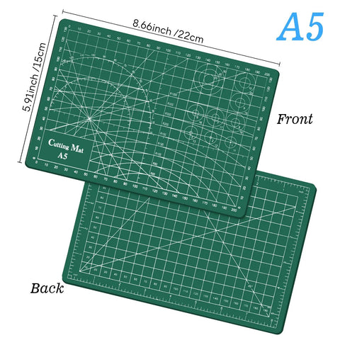 A5 cutting mat from Pro Grade 20Pcs Gunpla Model Tools Kit for easy assembly and repair, showing front and back side details.
