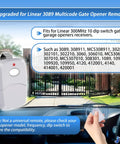 3089 Multicode Gate Opener Remote Control For 300MHz 10 Dip Systems Linear Garage Door Remote displayed with gate