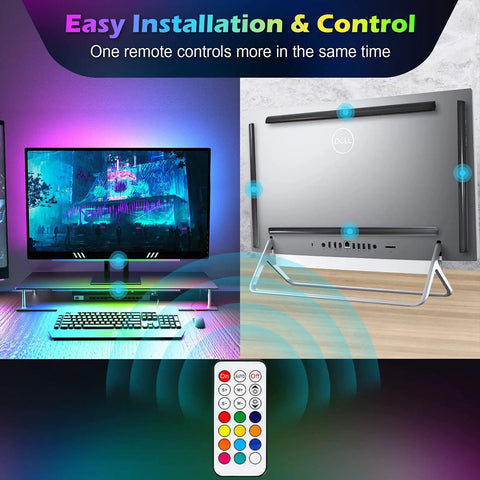 Dope RGB Under Monitor Light Bar For Gaming Setup With Remote USB Powered Desk LED Dynamic Rainbow Effects 351 Modes