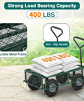 Heavy Duty Garden Cart With 500 Lbs Capacity, Utility Wagon With Removable Sides And 180 Degree Rotating Handle For Yard, Lawn And Garden Hauler, Green