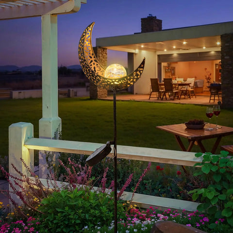 Moon Solar Garden Lights Waterproof Metal Stakes For Patio Yard Walkway Lawn Outdoor Decor Nighttime Glow That Keeps It Lit