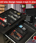 Six Piece Tool Box Organizer Tray Set Pro Grade With Non Slip Dividers for organizing tools in chest drawers