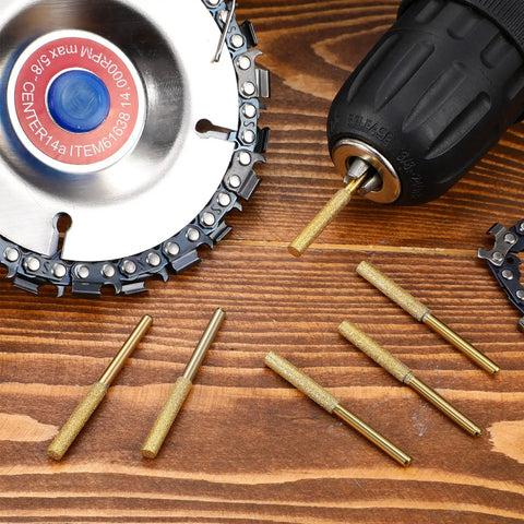 16 Piece Diamond Chainsaw Sharpening Stones Set for Chain Maintenance with durable grinding stones and electrical tool application.