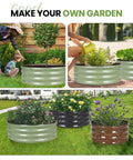 Round Raised Garden Bed Set Of Two 3x3x1 Ft Heavy Duty Galvanized Steel Planter Boxes With Rubber Edge Trim For Outdoor Gardens