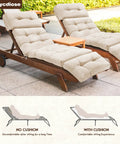 Outdoor Chaise Lounge Chair Cushion Waterproof Memory Foam Replacement With Secure Ties Thickened 4.7 Inch Cushion For Poolside Patio Outdoor Furniture Beige 74.4 By 22 By 4.7 Inches installed on patio loungers
