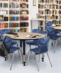 Library with tables featuring Adjustable Table Legs Set Of 4 In Black And Chrome, Heavy Duty Post Legs For Wood Desks And Tables.